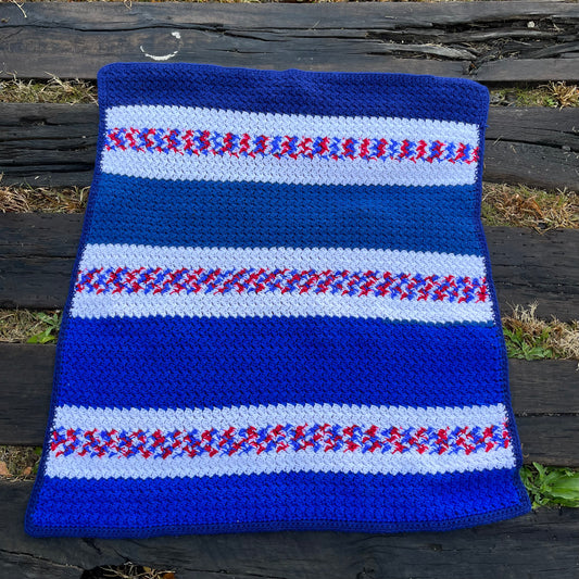 【USA vintage】granny blanket blue & tricolore