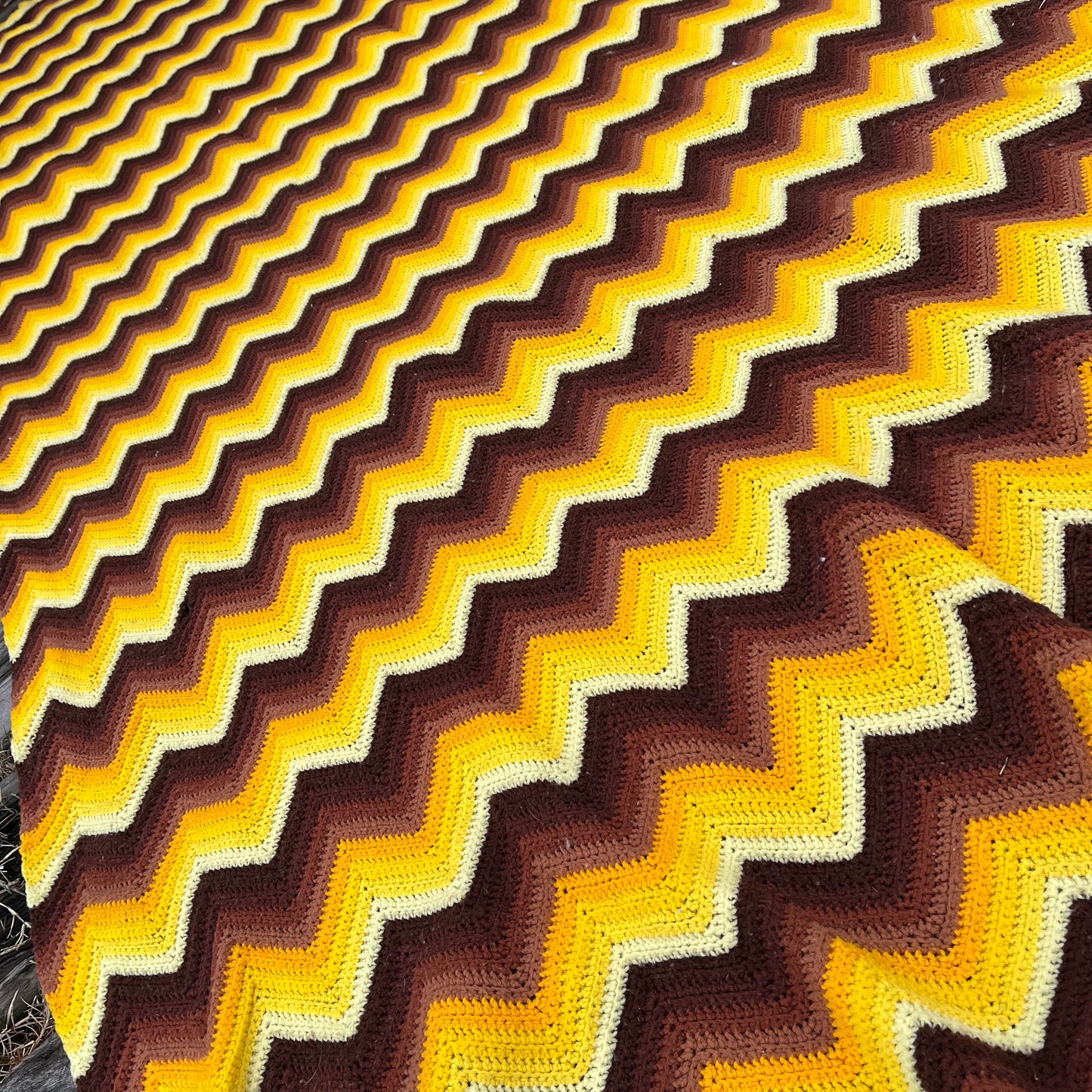 【USA vintage】granny blanket yellow × brown