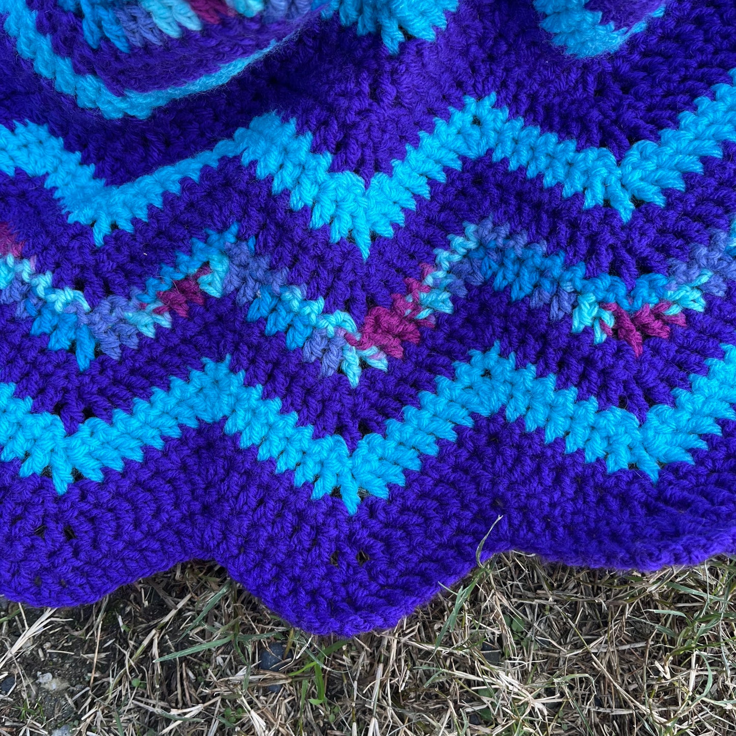 【USA vintage】granny blanket purple ×blue