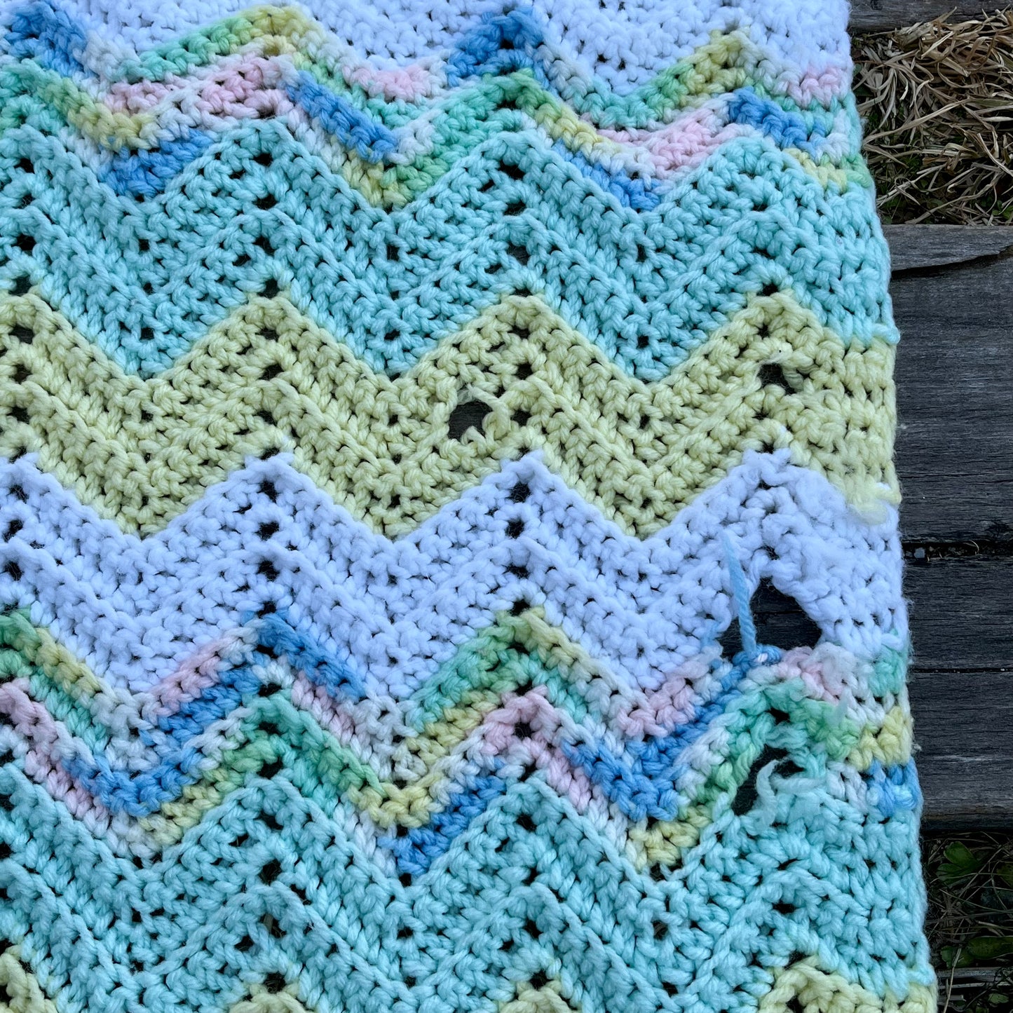 【USA vintage】Granny Blanket Pastel Green