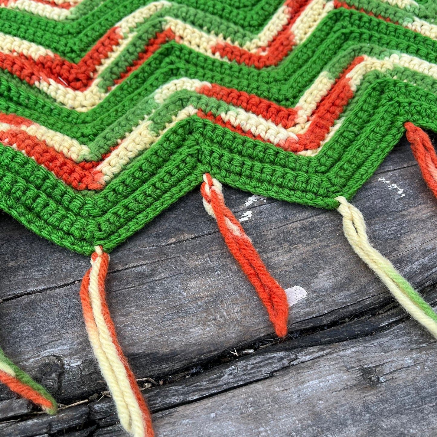 【USA vintage】granny blanket green × orange