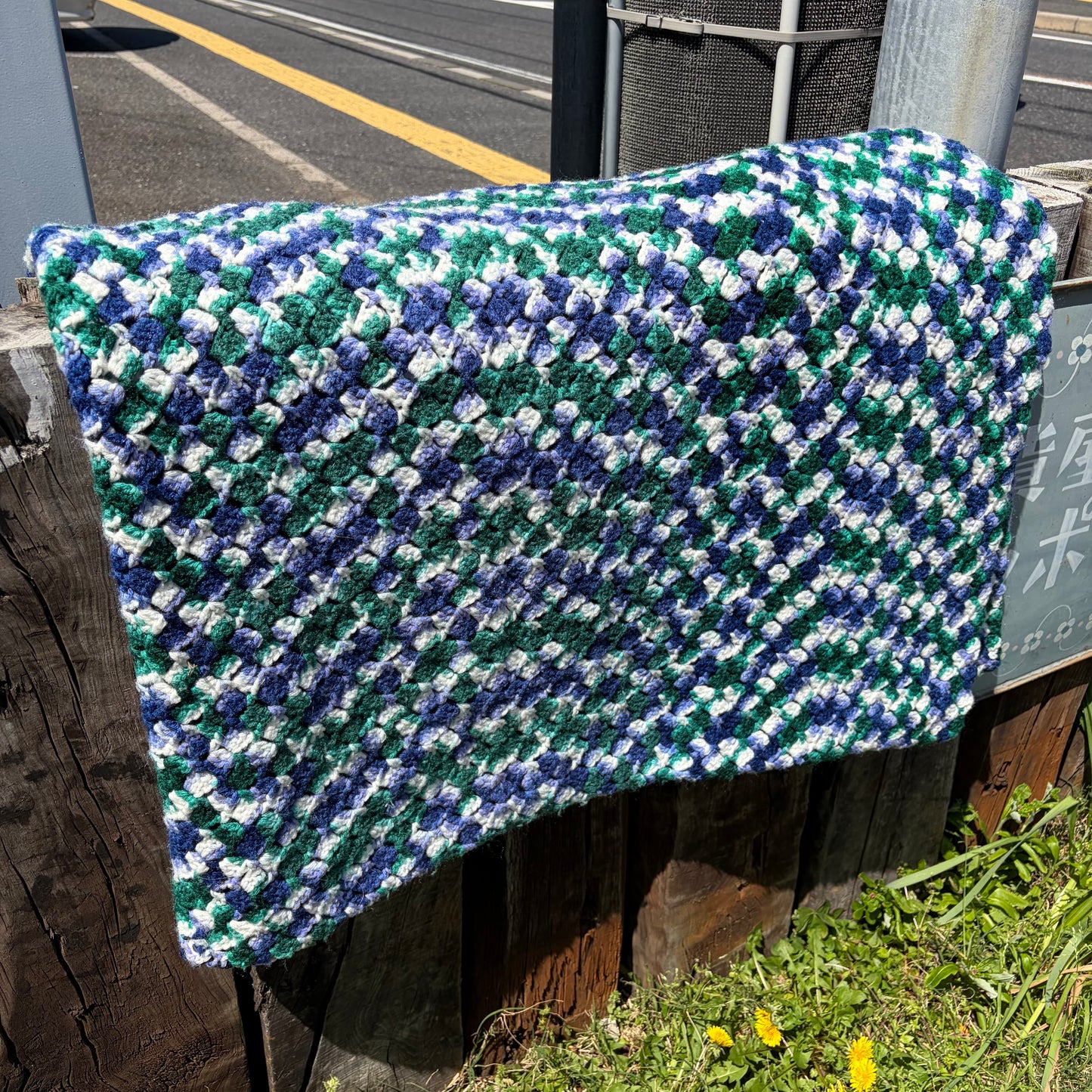 【USA vintage】Granny Blanket purple × green