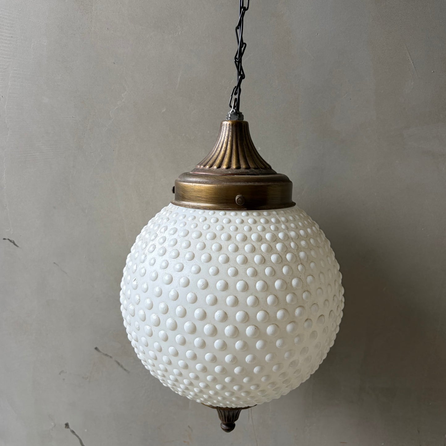 【USA vintage】White Glass Hobnail Lamp