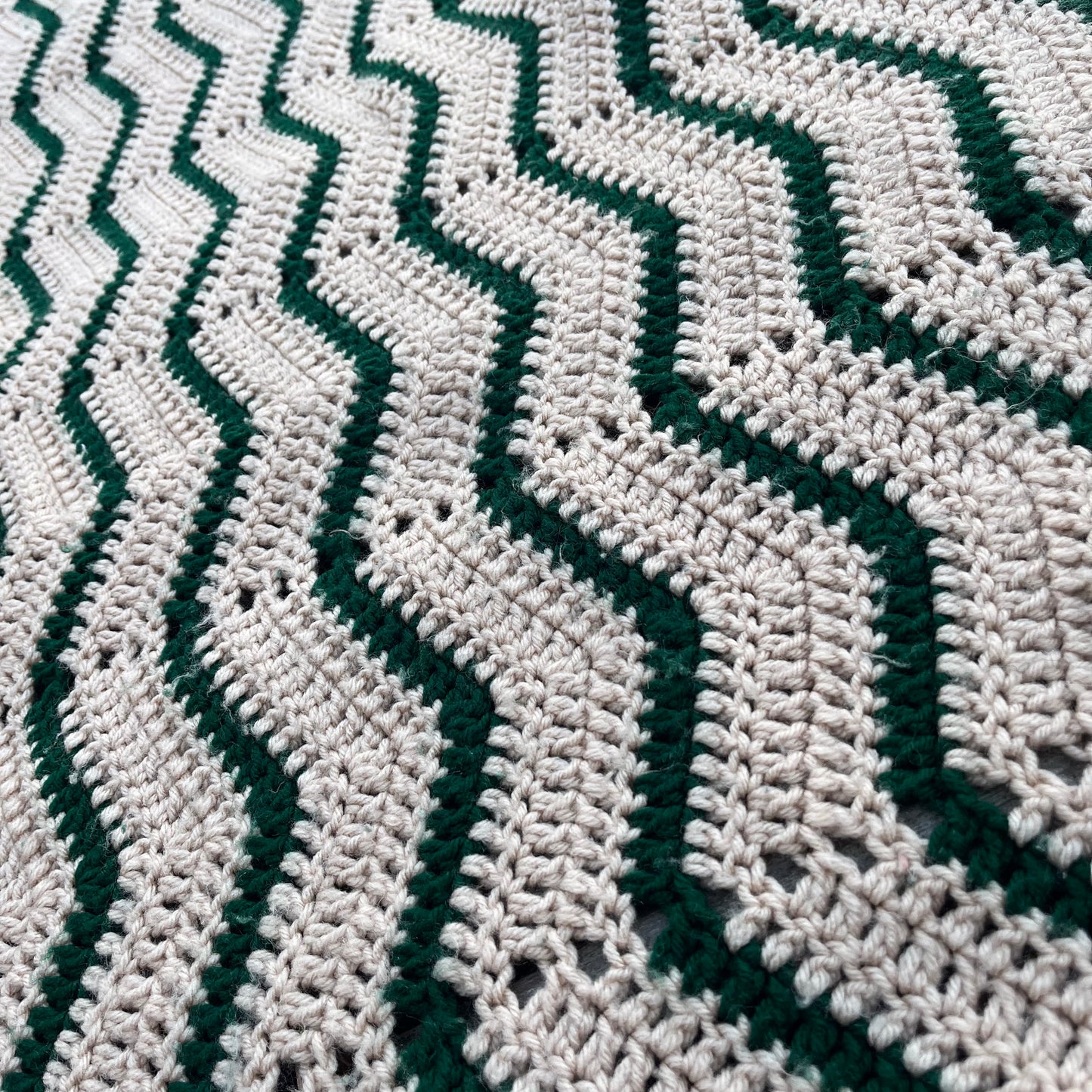 【USA vintage】granny blanket beige × green