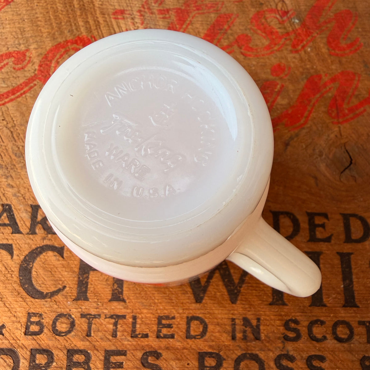 【1960s USA vintage】Fire-King Red Check Gingham Stacking Mug