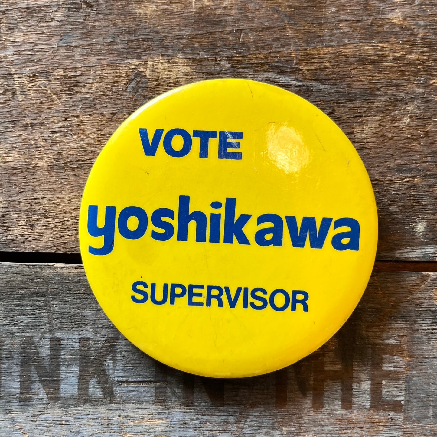 【USA vintage】缶バッジ　VOTE Yoshikawa SUPERVISOR