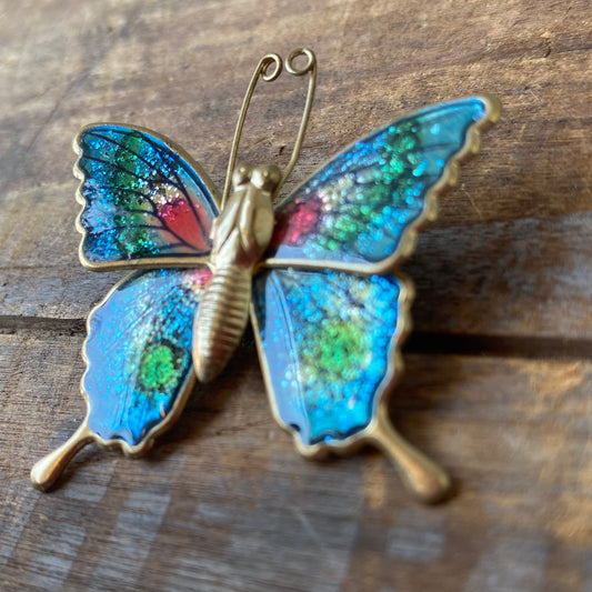 【vintage】butterfly brooch 蝶々 ブローチ ラメ