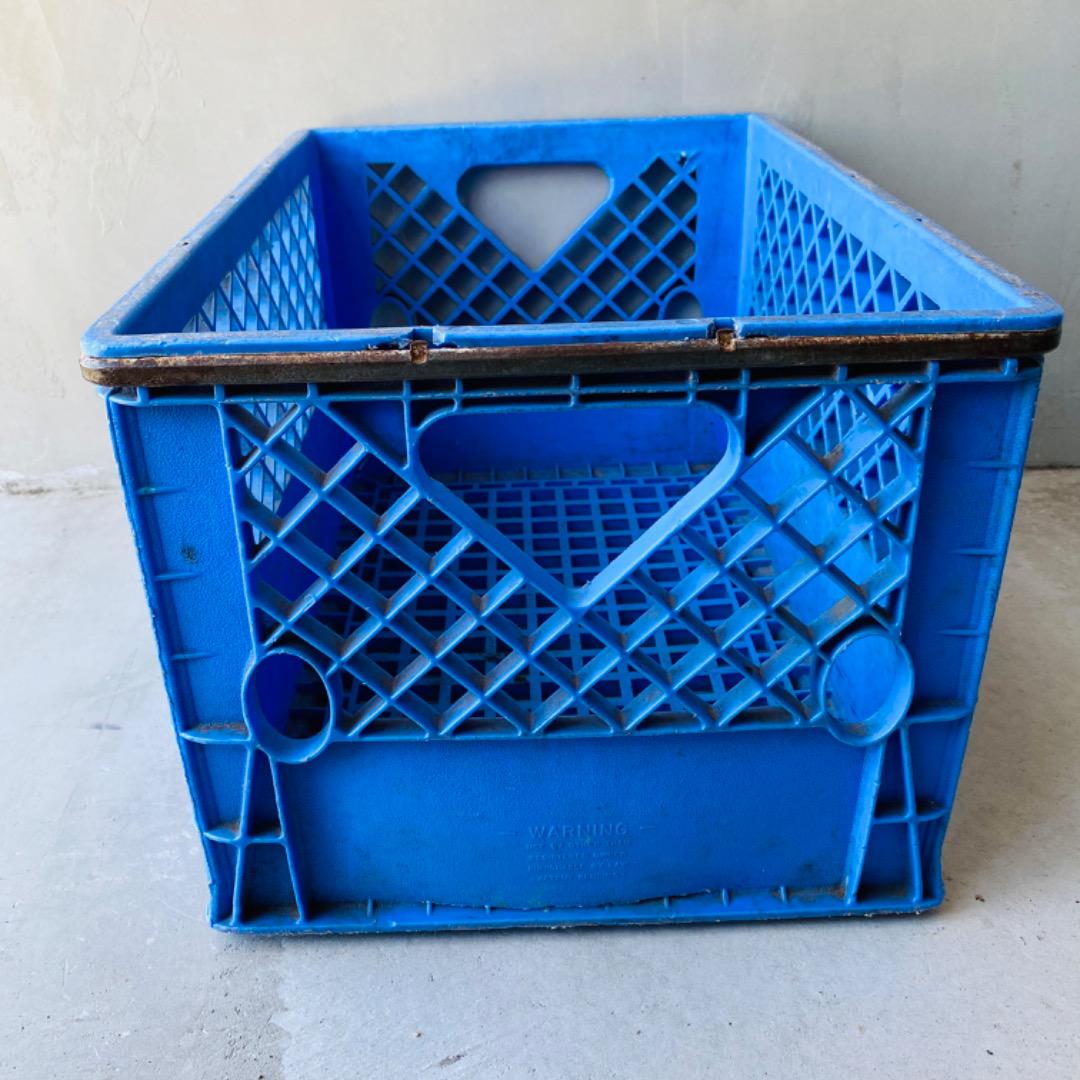 【USA vintage】milk crate コンテナ ブルー