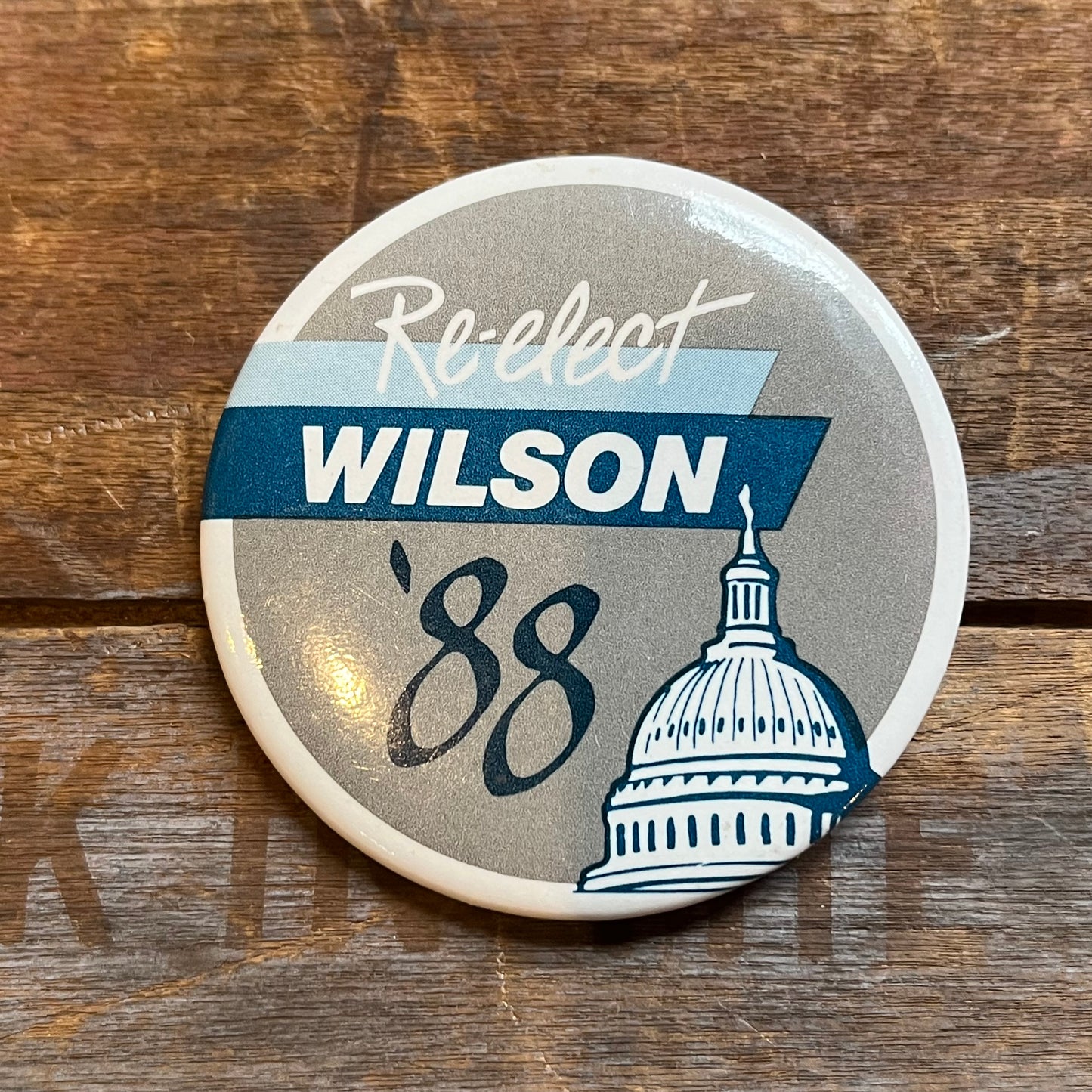【USA vintage】缶バッジ　Re-elect WILSON ‘88