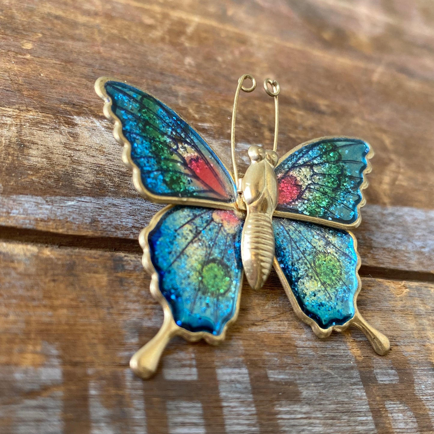 【vintage】butterfly brooch 蝶々 ブローチ ラメ