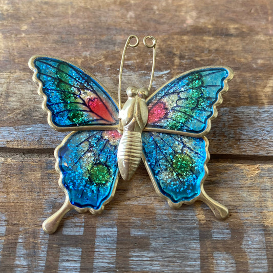 【vintage】butterfly brooch 蝶々 ブローチ ラメ