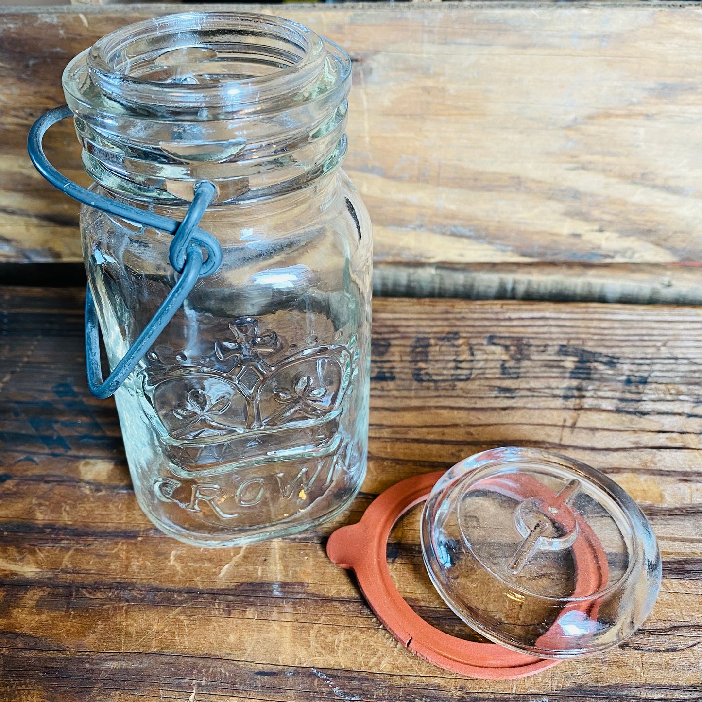 【Canada vintage】 CROWN ガラス瓶 保存瓶
