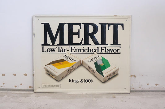 【USA vintage】看板 スチール製 MERIT cigarette 煙草 輸入品 インテリア