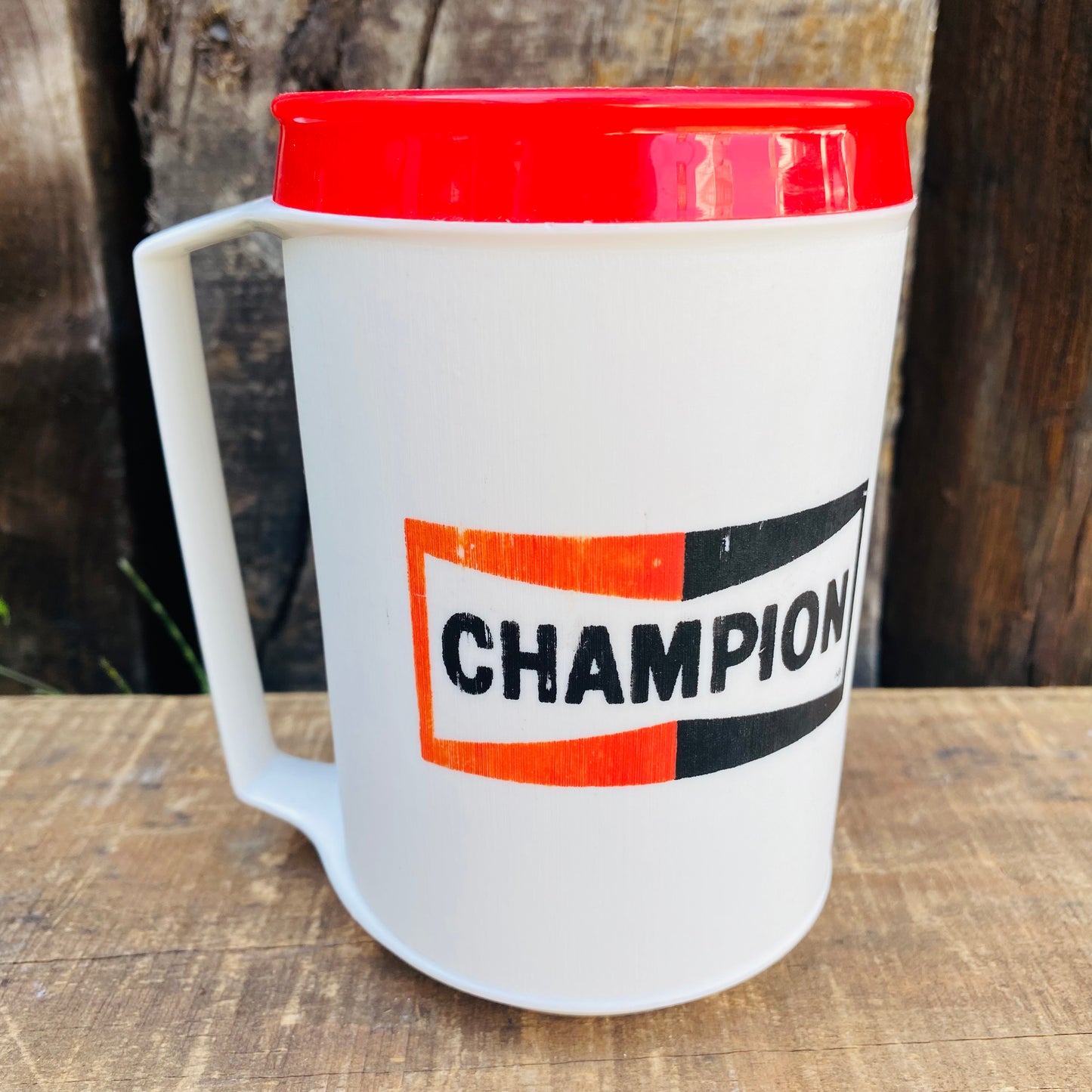 【70’s vintage 】CHAMPION ビンテージ　チャンピオン　スパークプラグ　レーシング　プラスチック　ビアマグ　ビアジョッキ　