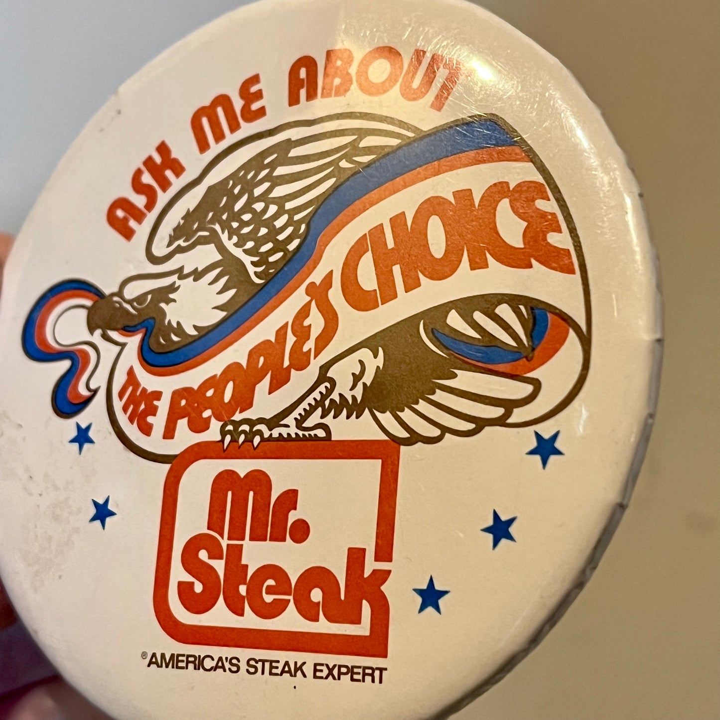 【USA vintage】Mr. Steak 缶バッジ　