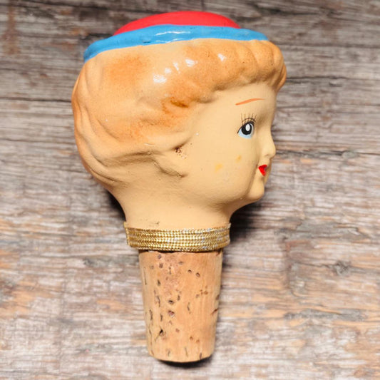 【1950s vintage】 ENESCO ボトルストッパー コルク栓人形 ワイン