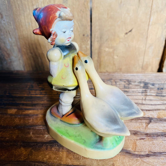 【vintage】置物 アヒルと女の子