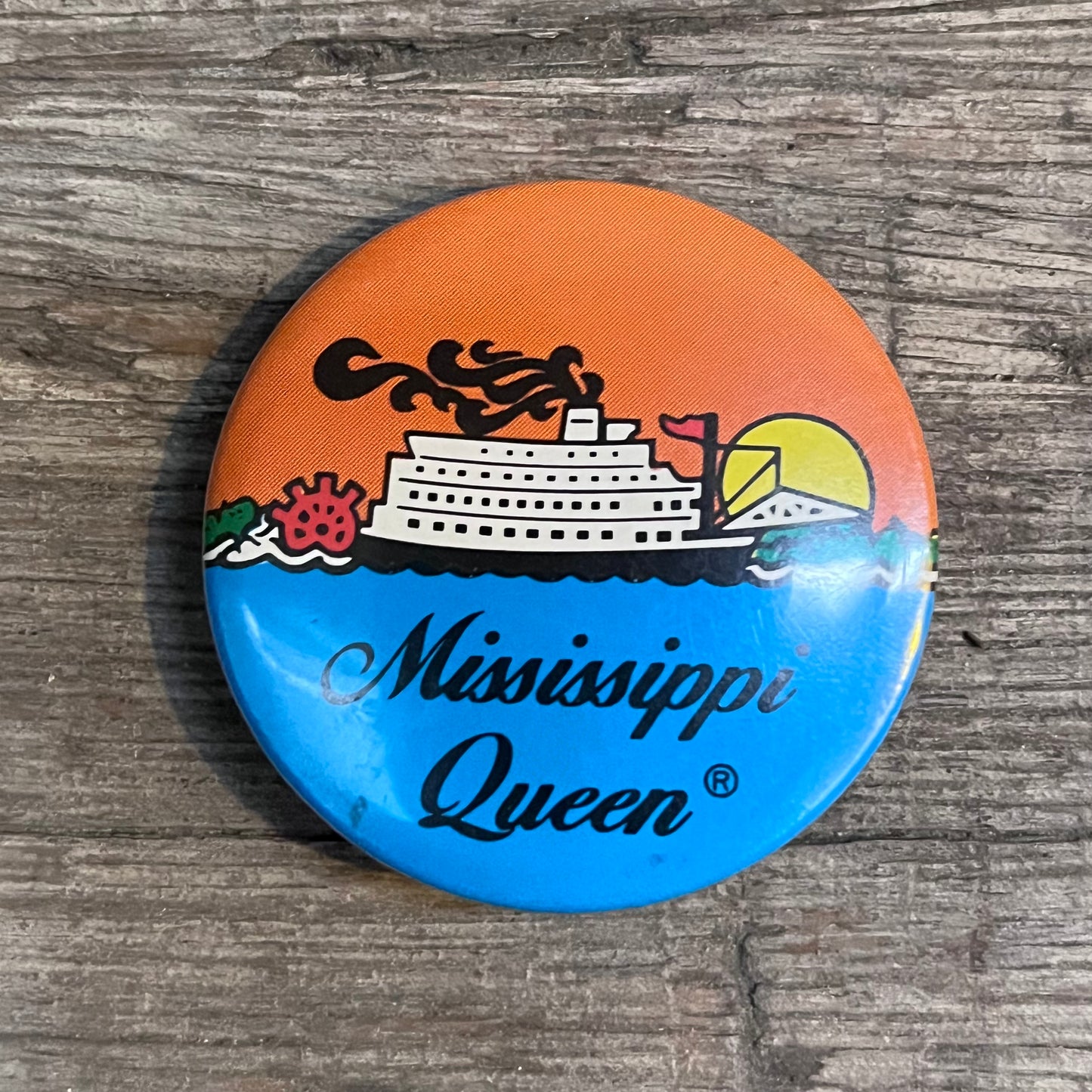 【USA vintage】缶バッジ　Mississippi Queen
