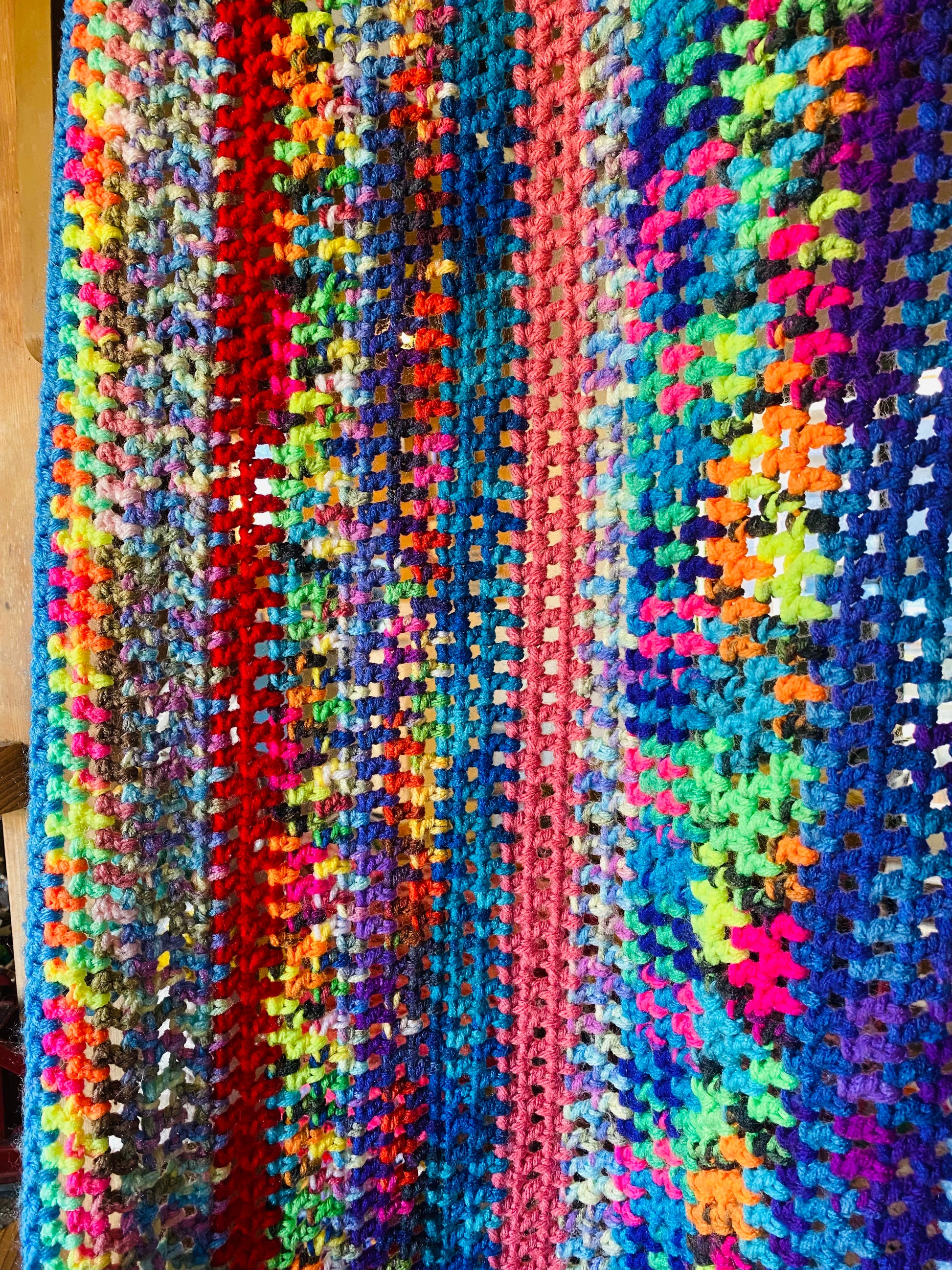 1970s USA vintage】グラニーブランケット マルチカバー ネオンカラー 1970s USA vintage】グラニーブランケット マルチカバー ネオンカラー