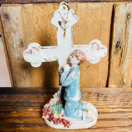 【USA vintage】十字架 お祈り 少年