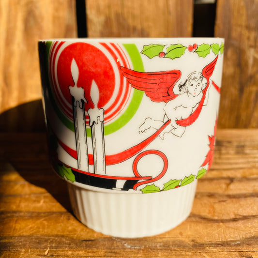 【70s JPN vintage】クリスマスマグカップ 天使&キャンドル