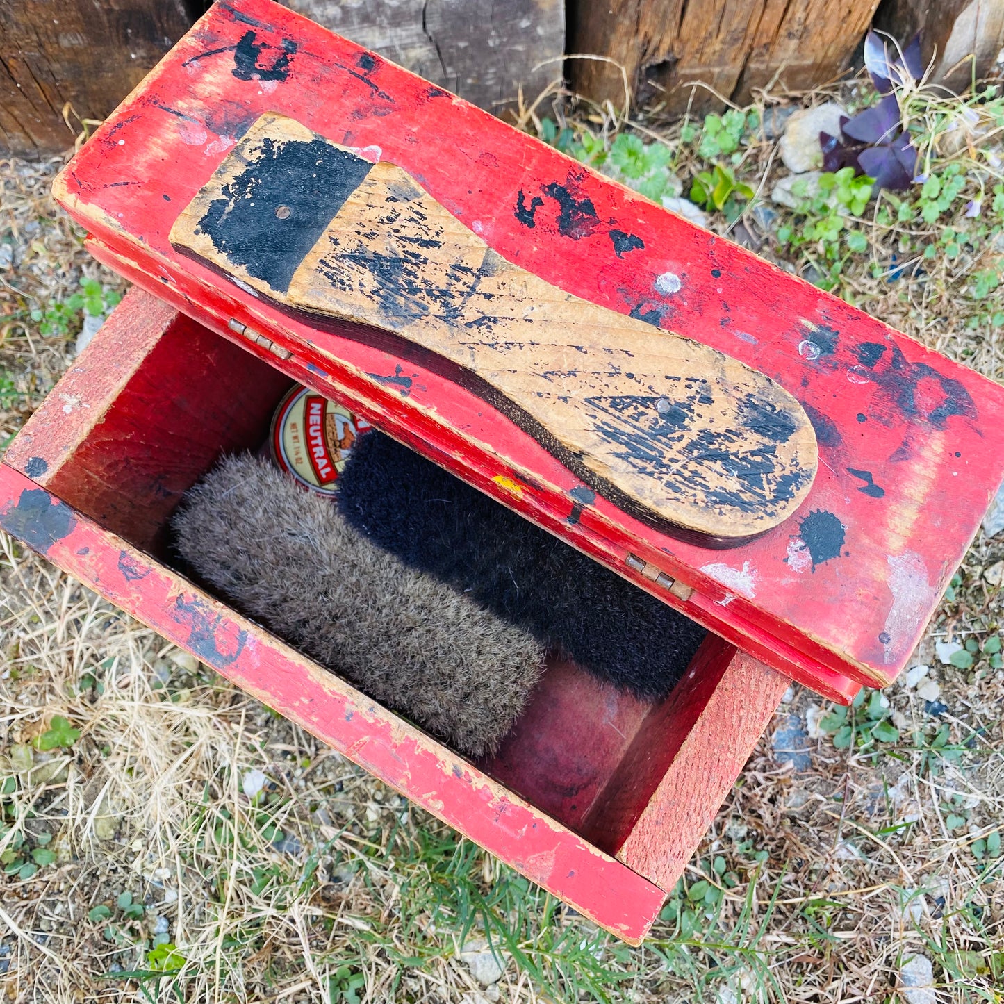 日本製 昭和レトロ シューシャインボックス 靴磨き台 タグ付き ほぼ未使用 vintage】shoe shine 靴磨き台 木箱 ブラシセット – 雑貨屋ポッポ