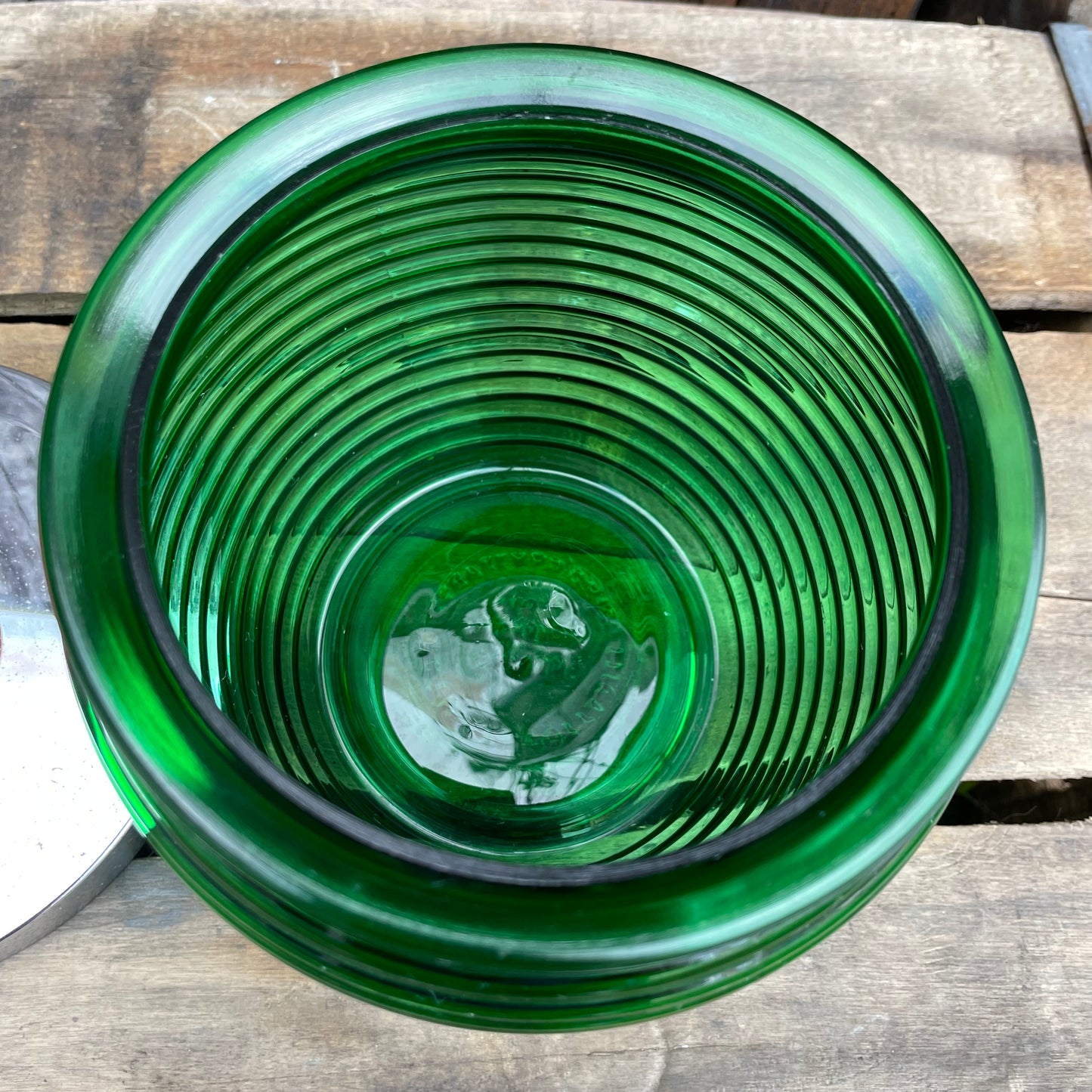 【50’s USA vintage】Glass Division 蓋付きキャニスター　グリーンガラス