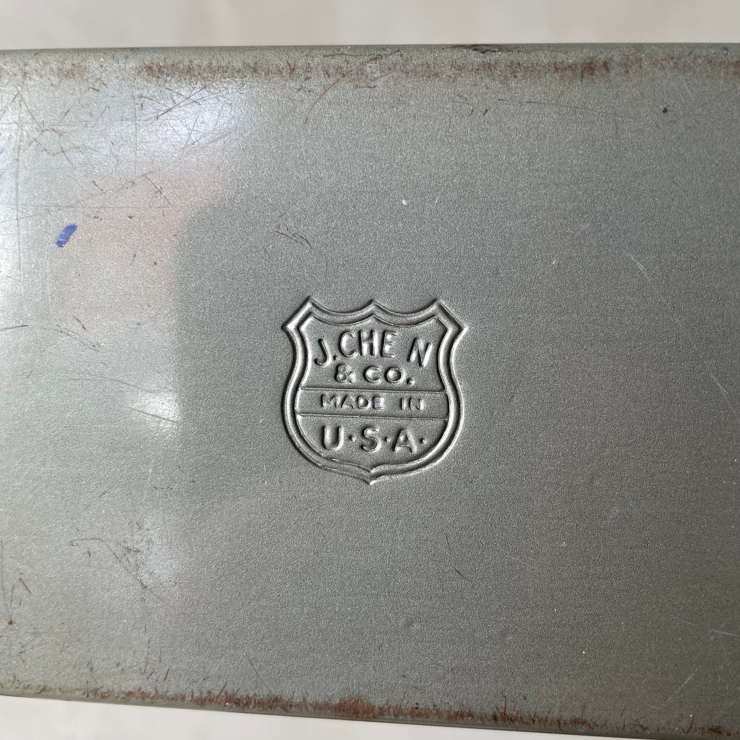 【60〜70’s USA vintage】J.Chen & company ブリキ ティン缶　小さいツールボックス　レシピボックス