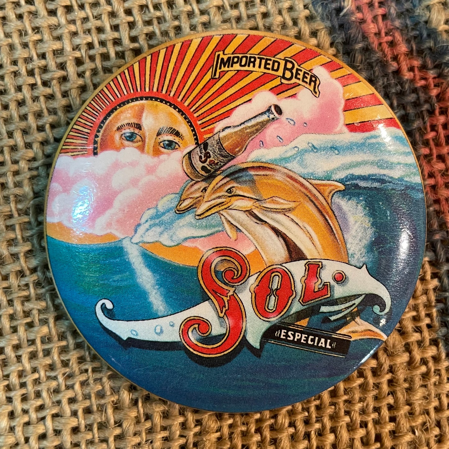 【USA vintage】缶バッジ　SOL Beer
