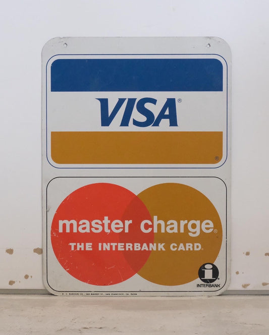 【USA vintage】スチール製看板 VISA MASTER CARD インテリア