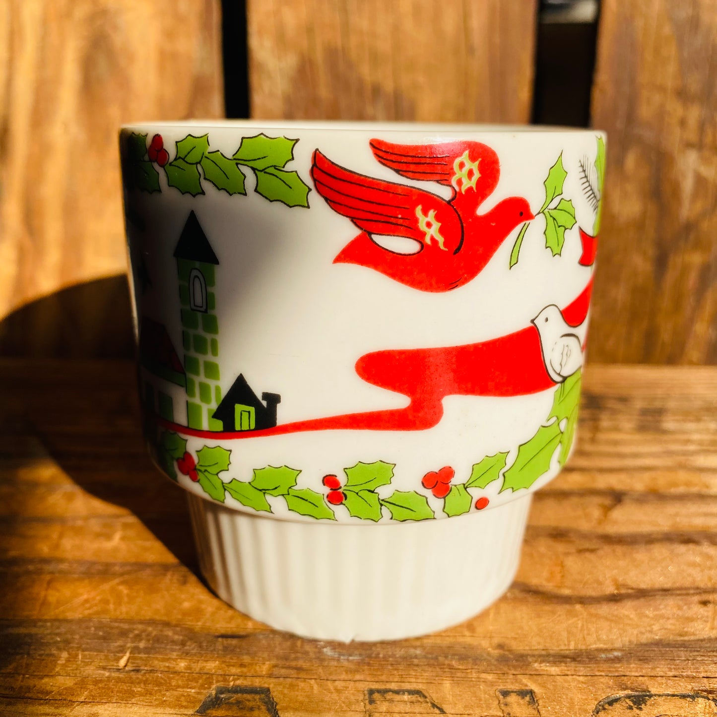 【70s JPN vintage】クリスマスマグカップ ベル&小鳥