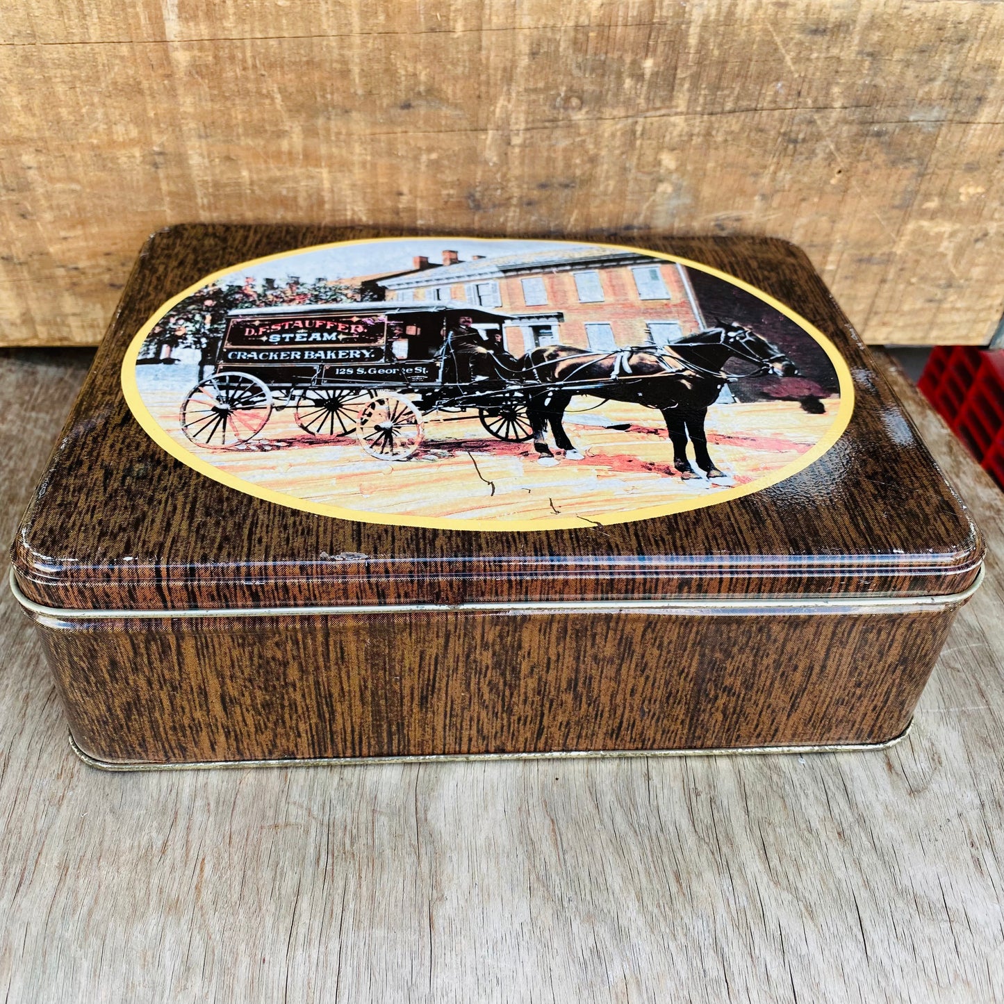 【vintage】TIN缶 馬車 CRACKER BAKERY