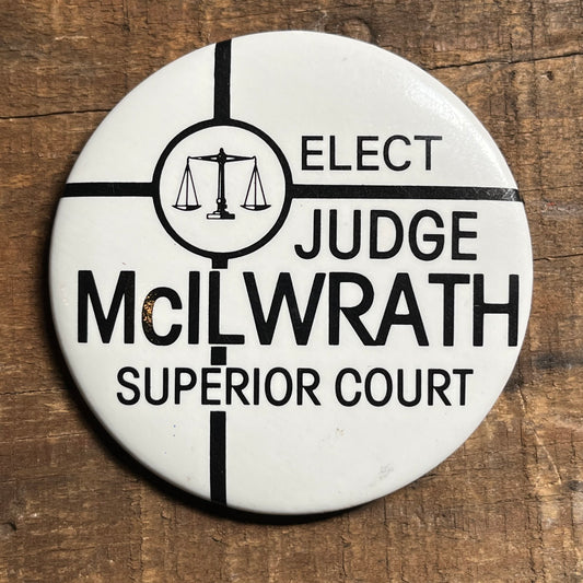 【USA vintage】缶バッジ　McILWRATH SUPERIOR COURT