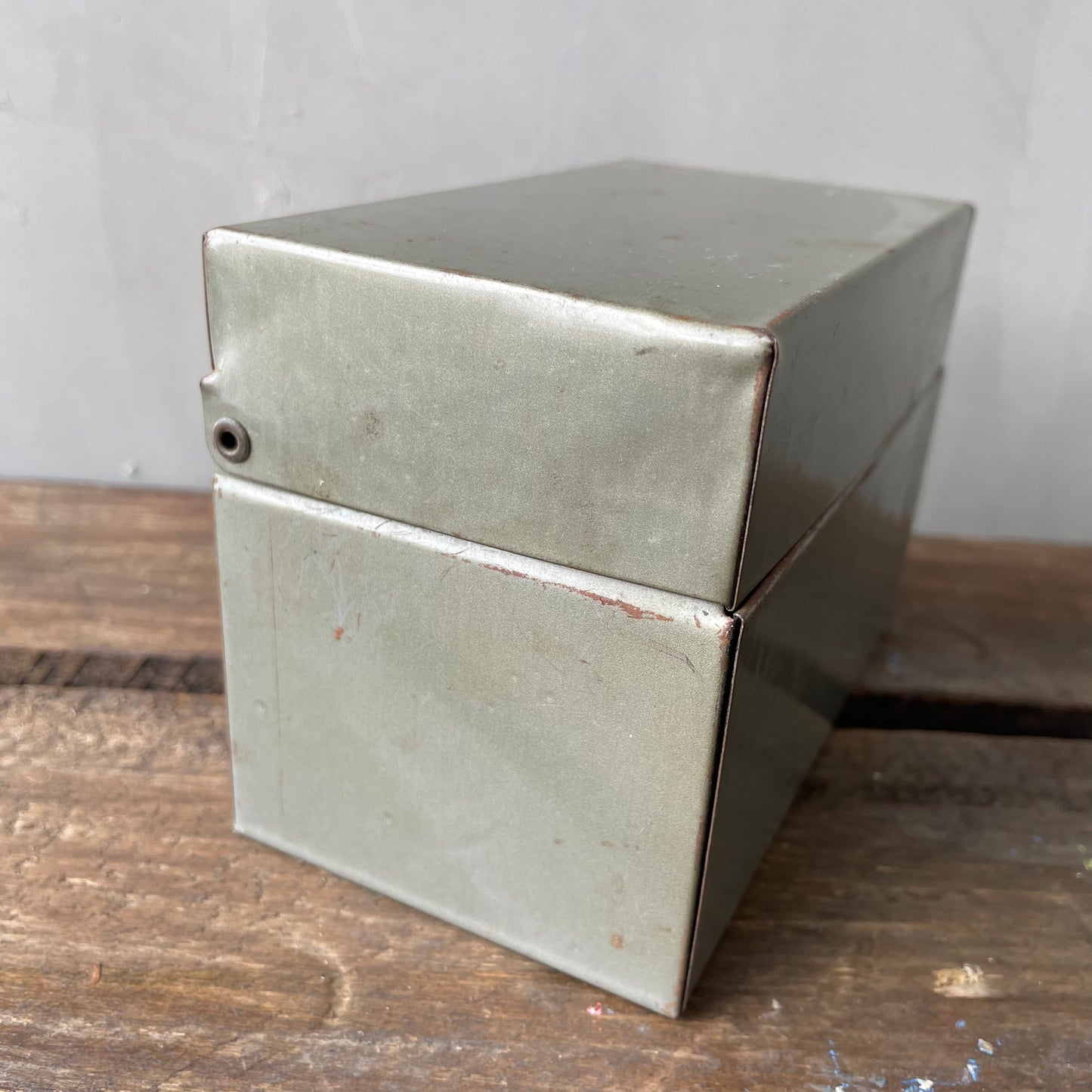 【60〜70’s USA vintage】J.Chen & company ブリキ ティン缶　小さいツールボックス　レシピボックス