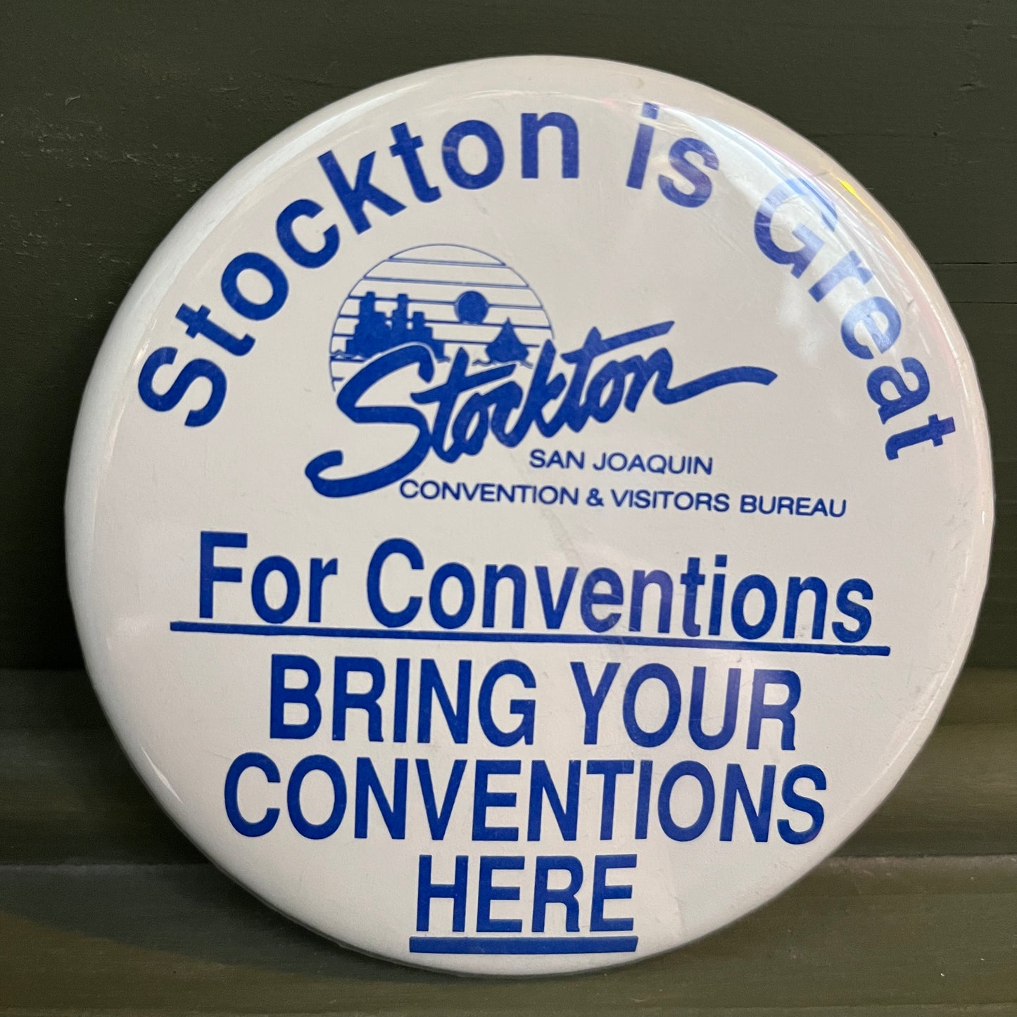 【USA vintage】缶バッジ　Stockton is Great